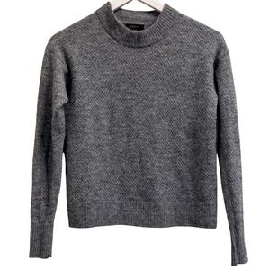 Quince Baby Alpaca-Wool Diamond Stitch Crew Sweater Womens Small Charcoal Gray